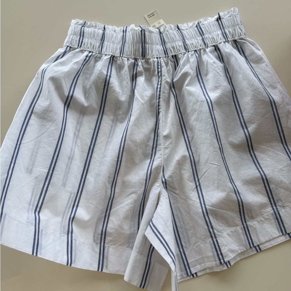 Aerie High Waist Shorts in White and Blue
